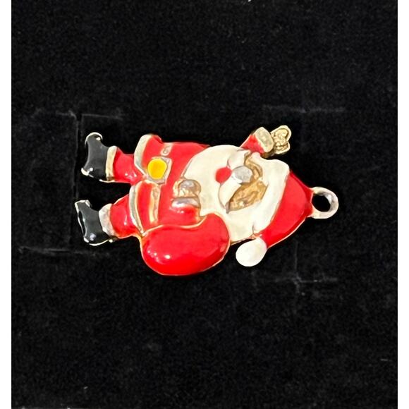 Vintage Phister Enterprises Santa Claus Pendant Enamel Christmas Jewelry Signed - Picture 5 of 10